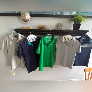 Lot of 5 Under Armour Boys' Performance Polo Shirts